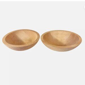 Hand Turned "Holland Bowl Mill" Holland MI 7 1/4” Shallow Wood Bowl 2 pc